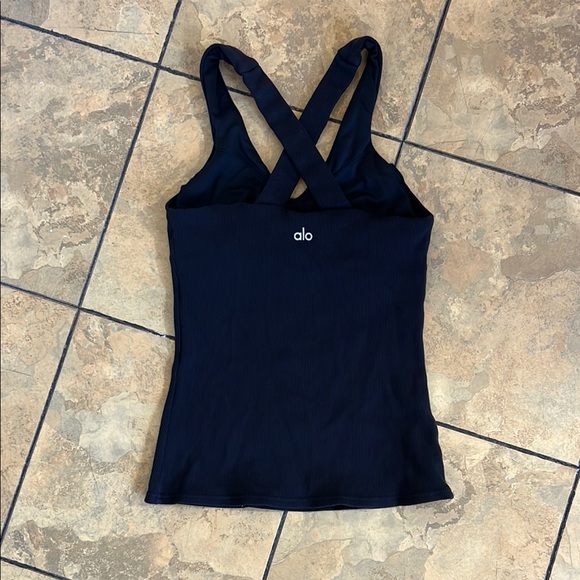 Alo Black Racerback Tank Top - Picture 1 of 4